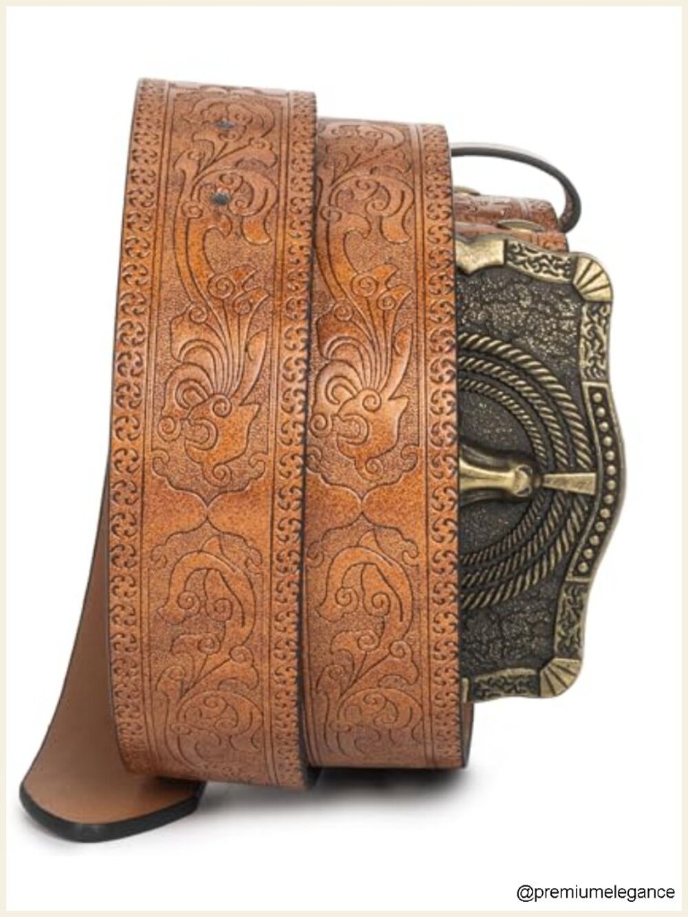 Western PU Leather Belt with Bull Head Engraved Buckle